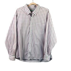 Alan Flusser Button Down Shirt Pink & Blue Plaid Long Sleeve Men's Size XXL